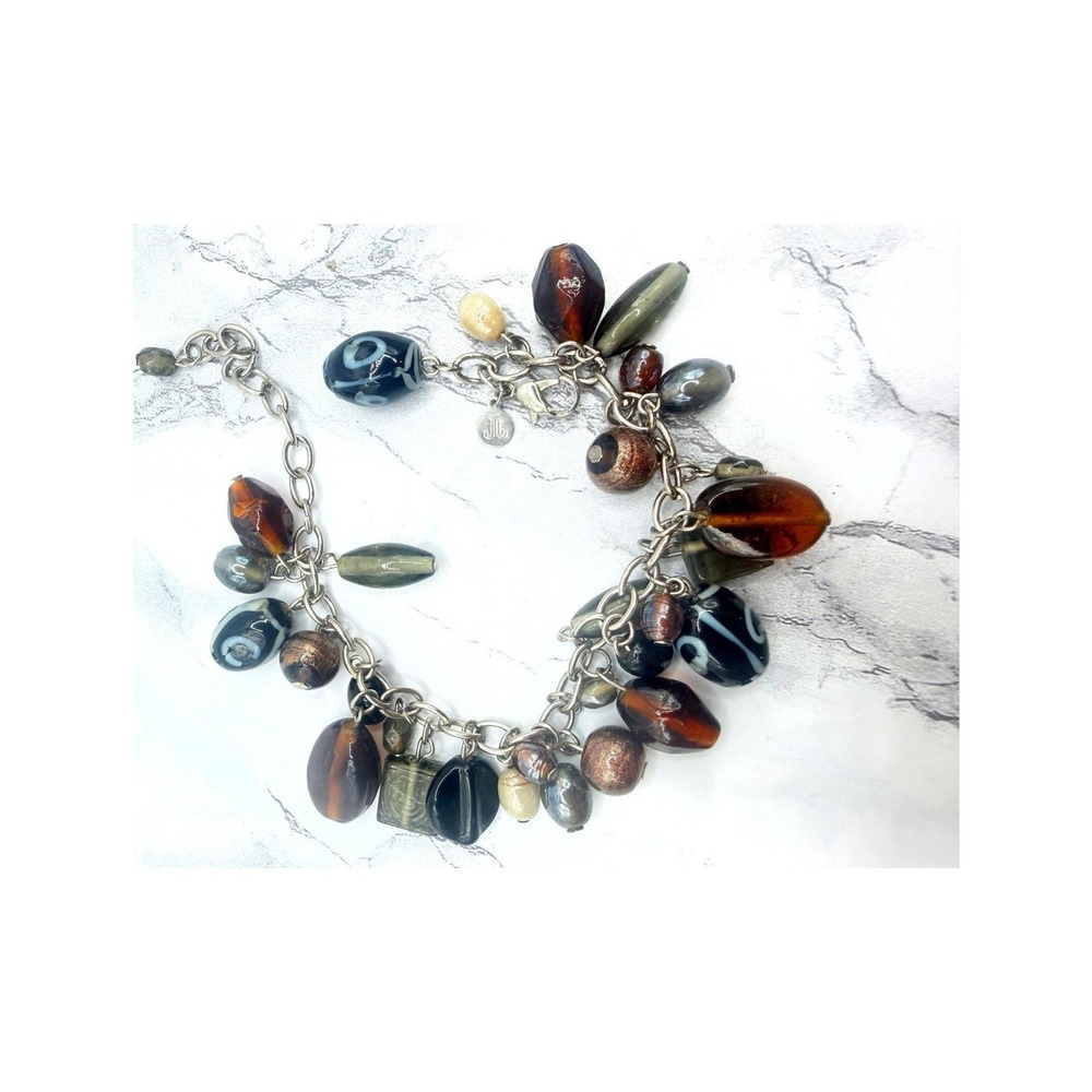 Just Jewelry Multicolor Glass Bead Dangle Bracelet Adjustable 7.5–9.5 Inch